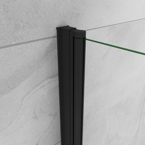 Aica Sanitaire – Paroi de douche à l'italienne pivotante 35x200cm – Verre trempé 8mm anticalcaire – Profilé en aluminium noir mat – Montage réversible — photo 3