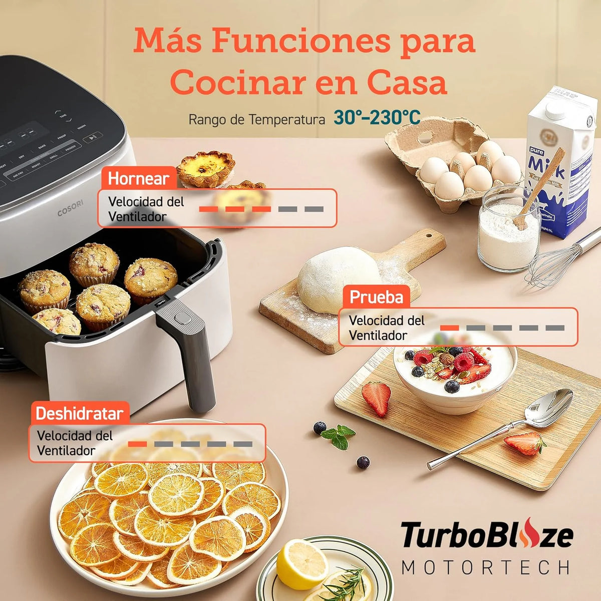 2026 Friteuse à air chaud Cosori Turbo Blaze 6L, intérieur en métal véritable, moteur CC exclusif, 46 % plus rapide, températ