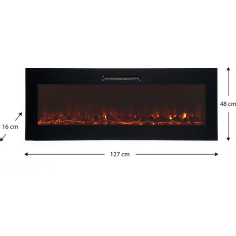 Kekai – Cheminée électrique murale encastrable 2000W – Dimensions 127x16x48 cm – Télécommande incluse – Pour surfaces jusqu'à 30 m² — photo 4