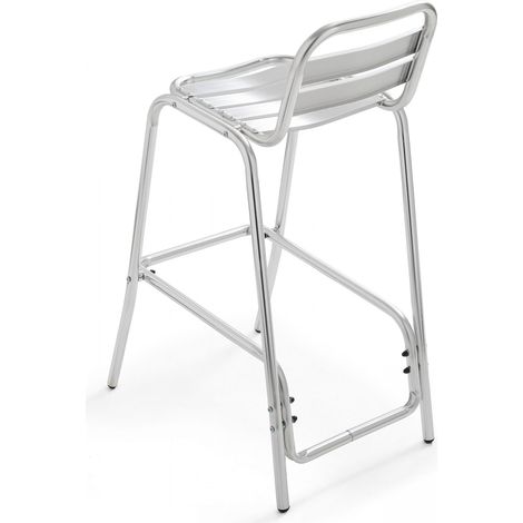 Oviala – Lot de 4 chaises hautes en aluminium anodisé – Charge maximale 120kg – Dossier incliné et repose-pieds pour confort – Patins antidérapants en PEHD — photo 2