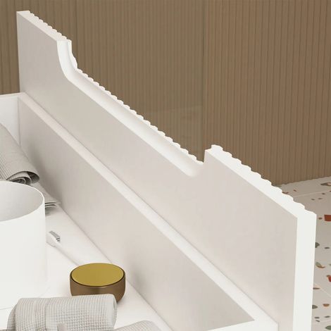 meuble de salle de bains leon 80cm blanc neige - 2 tiroirs en mdf ondulés - vasque à encastrer — photo 6