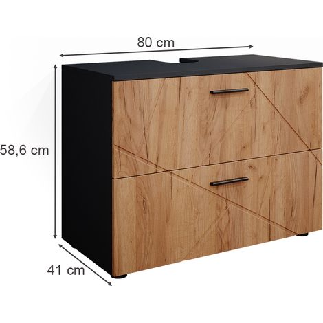 Meuble sous vasque simple Irma, Chêne doré/anthracite, 80 x 58.6 cm, Vicco — photo 3