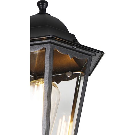Qazqa – Lanterne d'extérieur noire 220 cm – 2 lumières E27 60W max – Aluminium et verre – IP44 pour usage extérieur — photo 2