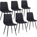Wokaka Lot de 6 chaises - Chaises desalle à manger - Velours côtelé - Style vintage - Noir — photo 1