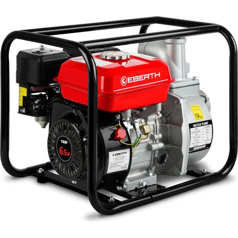 Eberth – Pompe à eau thermique 6,5CV 4T 60000L/h – Moteur à essence 4 temps – Hauteur de refoulement 30m – Pour chantiers humides — photo 1