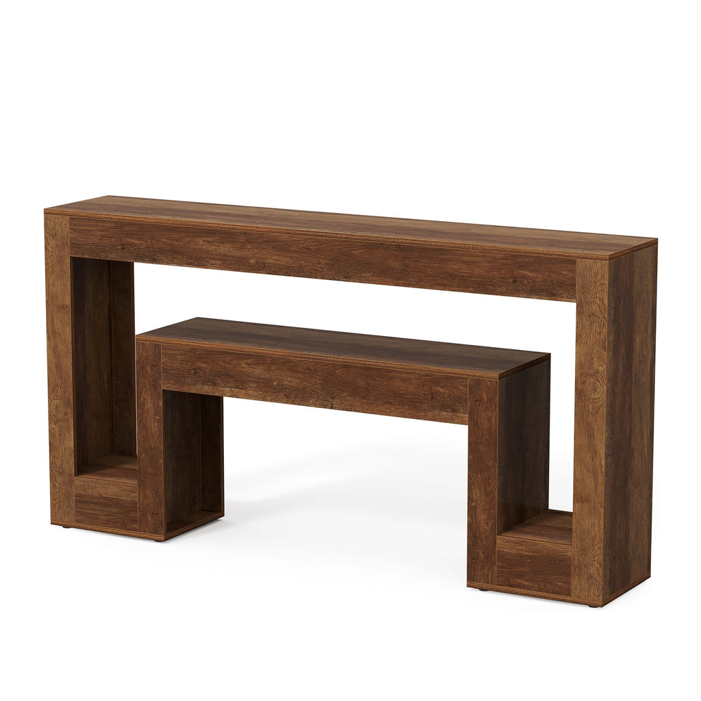 Tribesigns Console étroite de 160 cm, Table d'appoint rustique à 2 niveaux