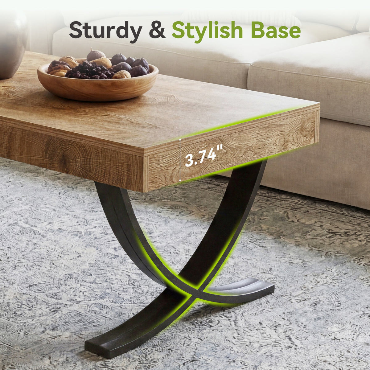 Tribesigns Table basse rectangulaire, 120 cm Table de salon style industriel avec structure en métal