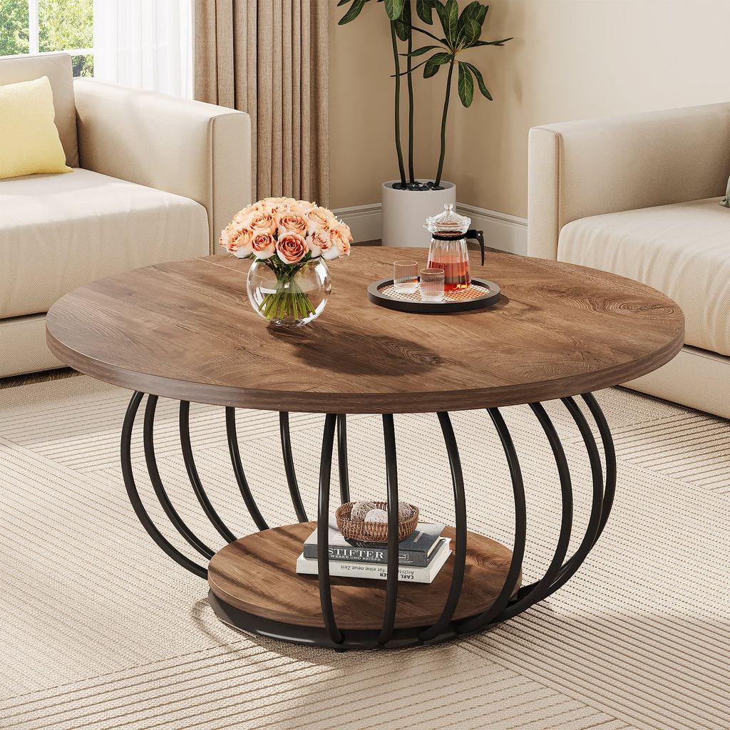Tribesigns Table basse 100 cm, Table de cocktail centrale à 2 niveaux