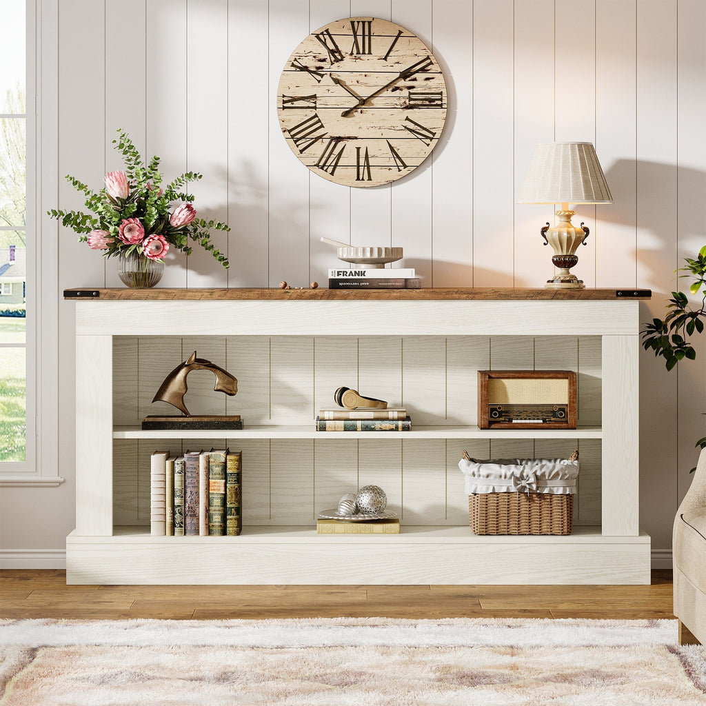 Tribesigns Meuble TV 160 cm, Console multimédia style ferme avec rangement