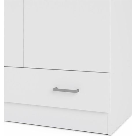 Dmora – Armoire 2 portes battantes 1 tiroir – Structure en tôle laminée – Dimensions 79 x 170 x 35 cm – Blanc – Résistante aux chocs et rayures — photo 6