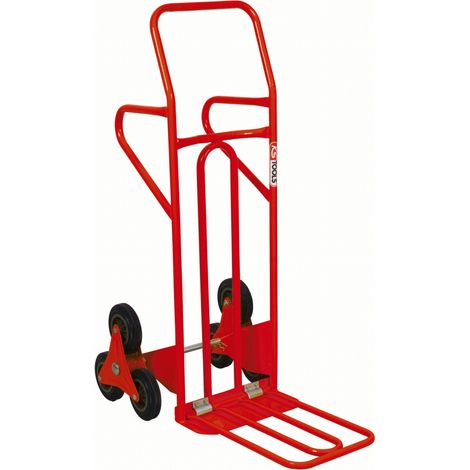 Ks Tools – Diable spécial escalier 250 kg – Construction en acier soudé – Bavette rabattable – Roues pleines pour marches – Hauteur 1285 mm — photo 1