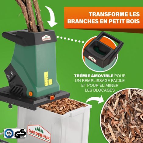 Broyeur de branches vegetaux jardin électrique 3100 W 50 L déchiqueteur jardin branches arbustes 40 mm — photo 2