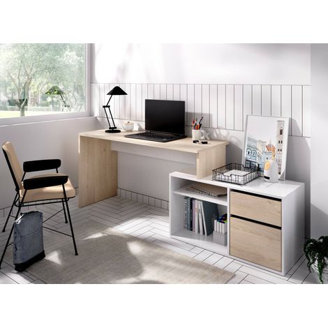 Dmora – Bureau d'angle multifonction 139x92 cm – Structure en mélaminé résistant – Tiroir et étagères pour rangement – Design moderne — photo 4