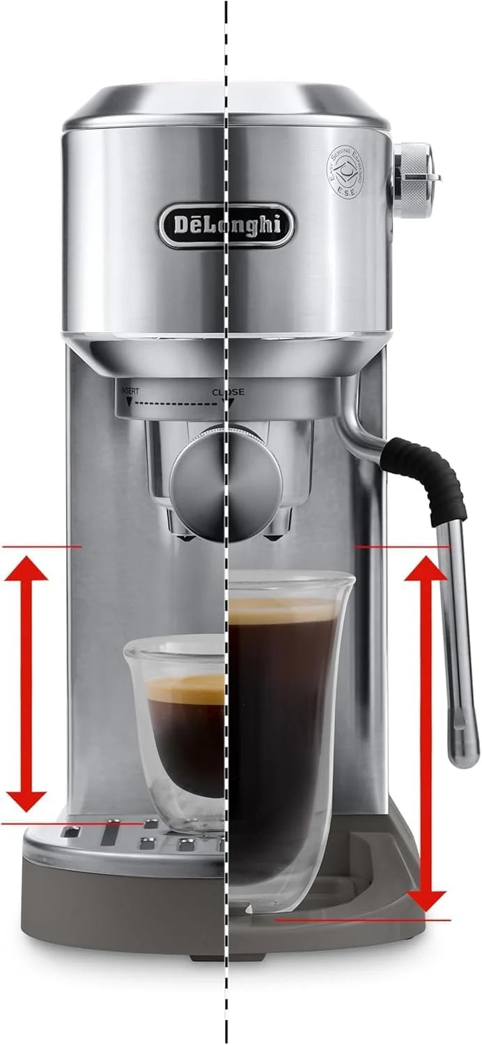 2026 De'Longhi Dedica – Cafetière à pompe en acier inoxydable pour café moulu ou individuel, expresso et cappuccino, réservoi
