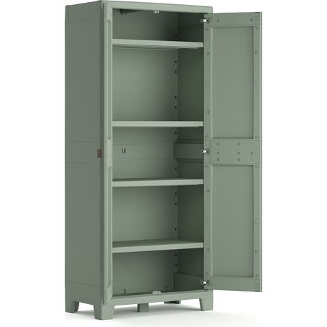Keter – Armoire de jardin haute 182 cm – Résistante aux UV et à l'eau – 4 étagères réglables – Capacité de charge 30 kg