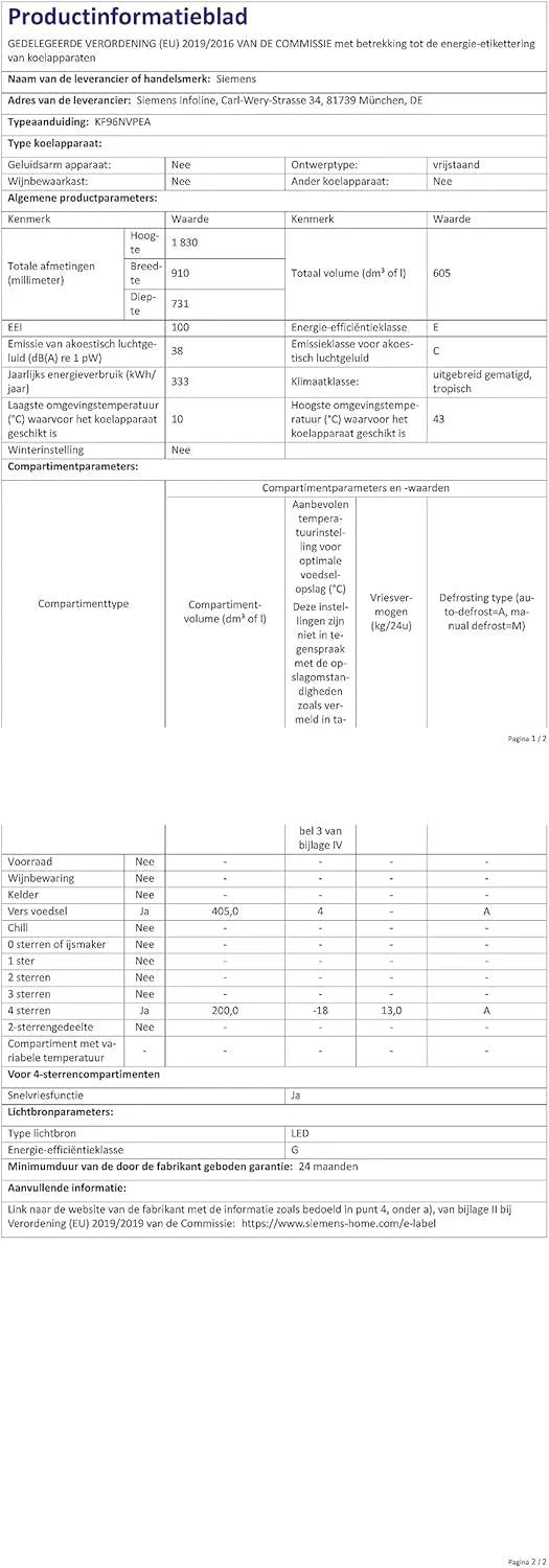 2026 SIEMENS KF96NVPEA iQ300 Multi-Door-Kühlschrank, 183 x 91 cm, 405 L Kühlen & 200 L Gefrieren, hyperFresh längere Frische