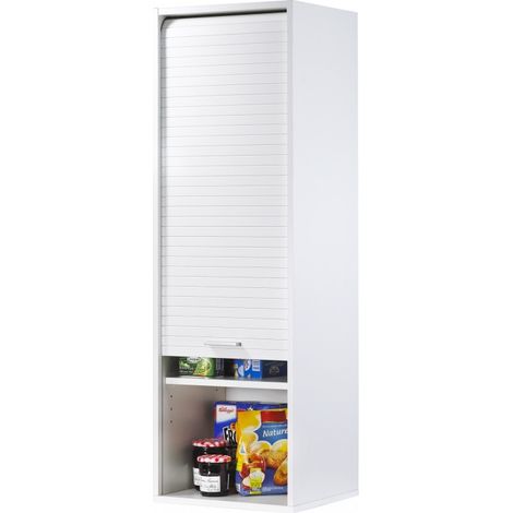 Beaux Meubles Pas Chers – Meuble de cuisine haut blanc 1 rideau coulissant – 4 niches réglables – Dimensions L 40 x H 123.6 x P 35 cm – Éco-conçu, fabriqué en France — photo 1