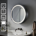 SIRHONA Armoire de toilette ronde à LED avec prise rasoir désembuage 3 modes d'éclairage 600x600mm Armoire murale de salle de bain — photo 1
