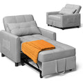 Bealife – Fauteuil convertible 1 place avec rangement – Dossier réglable 3 positions – Acier et tissu en lin – Roues pour mobilité facile — photo 1