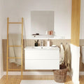 Mob-In – Meuble vasque simple 80 cm – Plan en céramique – 2 tiroirs avec fermeture progressive – Panneau de particules mélaminé — photo 1