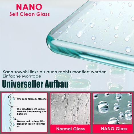 SONNI 110x200cm Walk in Paroi de douche, NANO ESG 8mm, Paroi de douche en verre avec stabilisateur — photo 3