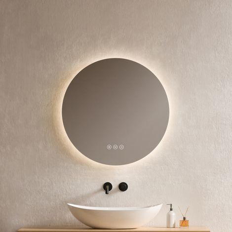 EMKE Miroir lumineux salle de bain rond diamètre 50cm, Miroir LED rétro-éclairage avec Interrupteur Tactile, Anti-buée, Miroir avec éclairage Lumière Blanche Froide/Neutre/Chaude — photo 1