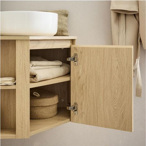 Mob-In – Meuble sous vasque d'angle 52x45 cm – Panneau de particules mélaminés – Compatible vasque ronde jusqu'à 37 cm – Rangement optimisé — photo 4
