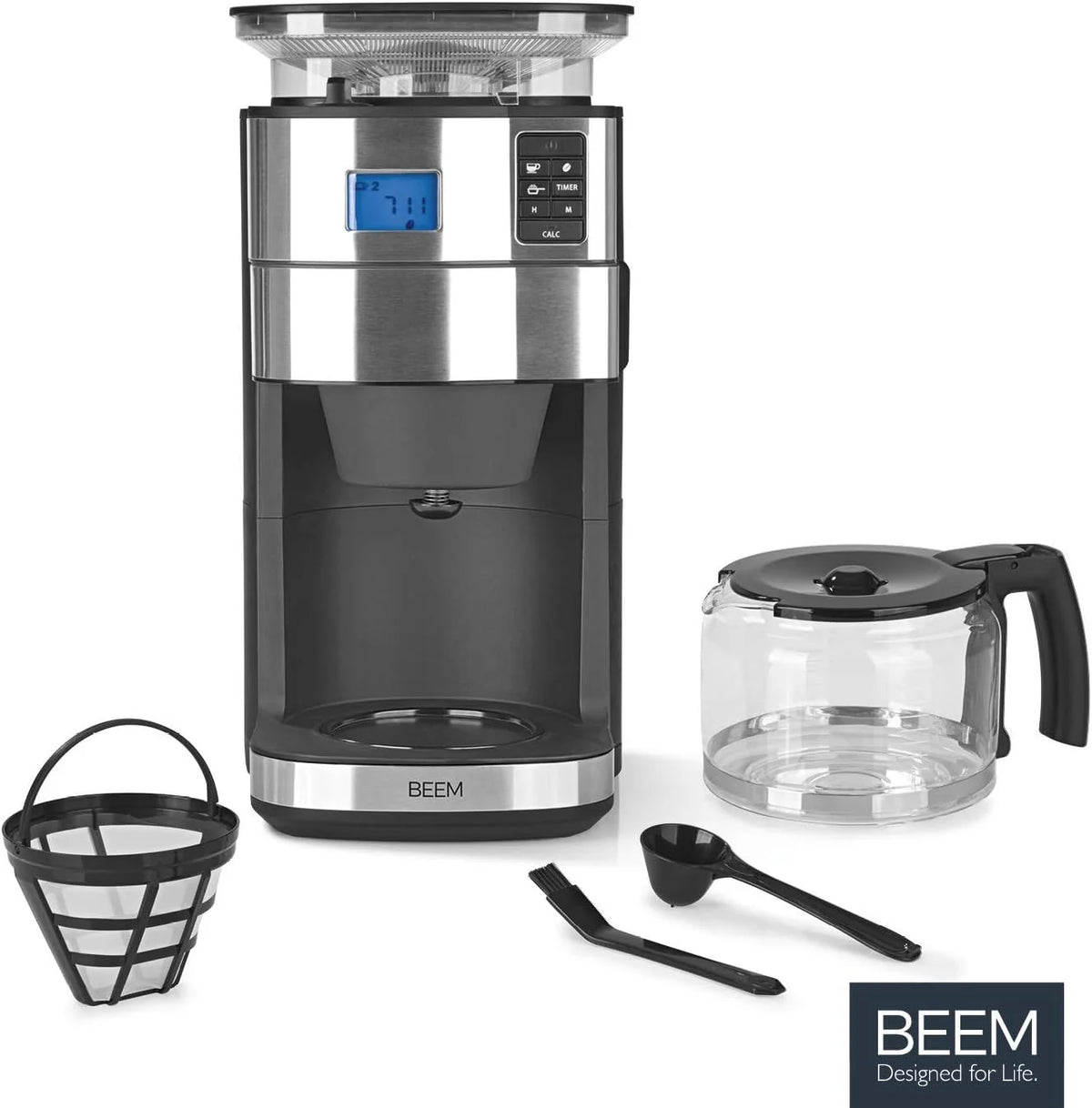 2026 BEEM FRESH-AROMA-PERFECT II Filterkaffeemaschine mit Mahlwerk - Thermo | Edelstahl | Thermokanne | 24h-Timer | 1000 W |
