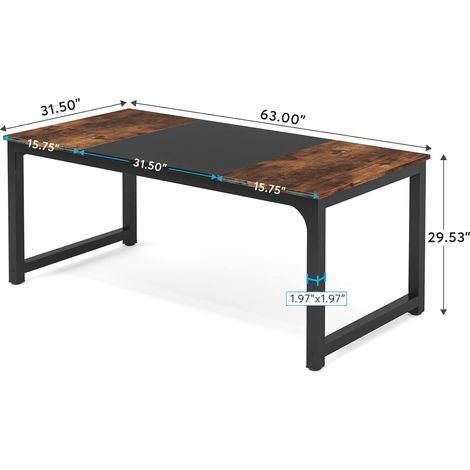 Tribesigns – Bureau droit 160 x 80 x 75 cm – Bois E1 marron vintage – Surface lisse pour nettoyage facile – Assemblage rapide avec instructions — photo 2