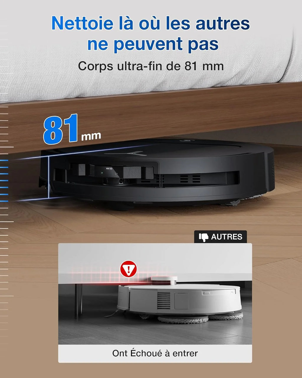 2026 ECOVACS T50 Omni Aspirateur Robot avec Station, Puissance 15000Pa amélioré par T30 Pro Omni, Brosse latérale et serpilli