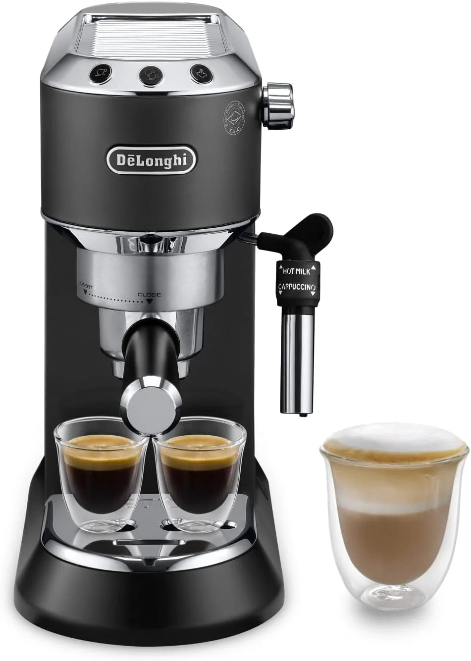 2026 De'Longhi Dedica – Cafetière à pompe en acier inoxydable pour café moulu ou individuel, expresso et cappuccino, réservoir de 1,3 litre, système anti-goutte, modèle EC685.M, couleur métal