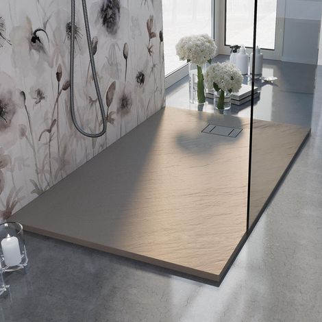 Idralite – Receveur de douche rectangulaire 80x160 cm – Anthracite effet pierre – Extraflat 2,6 cm – Installation au ras du sol ou en applique — photo 4
