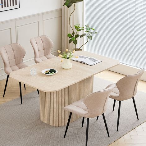 Wokaka – Table de salle à manger ovale 160 cm – Panneau MDF résistant aux rayures – Pour 4 à 8 personnes – Design moderne chêne — photo 2