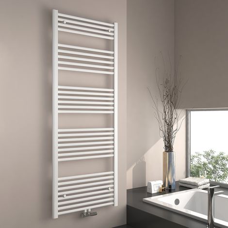 EMKE Sèche-serviette eau chaude, Radiateur sèche-serviettes raccordement central  Blanc 160x60cm 761 Watts — photo 1
