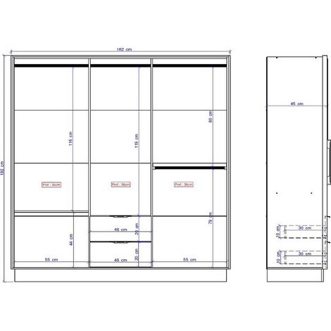 Armoire 6 portes et 2 tiroirs - L162 cm - Blanc - FEOVA — photo 4
