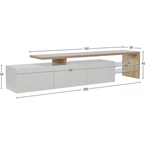 Meuble tv, Meuble tele, Meuble TV Moderne – Meuble Télé Élégant avec Design en Bois, Finition Blanc Brillant, Étagères en Verre et LED, Espace de Rangement Pratique — photo 2