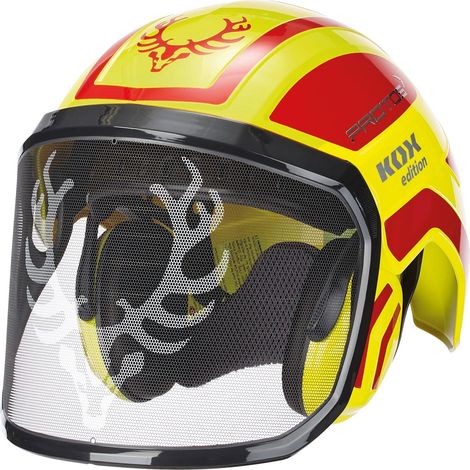KOX – Casque forestier PROTOS® avec visière intégrale – Norme EPI – Haute visibilité jaune fluo/rouge – Protection auditive pour conditions extrêmes — photo 2