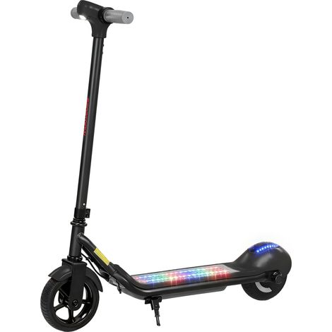 Trottinette électrique enfants 6-14 ans, écran LED, lumières RGB, pneus 6,5'', vitesse 10 km/h, démarrage au kick, noir
