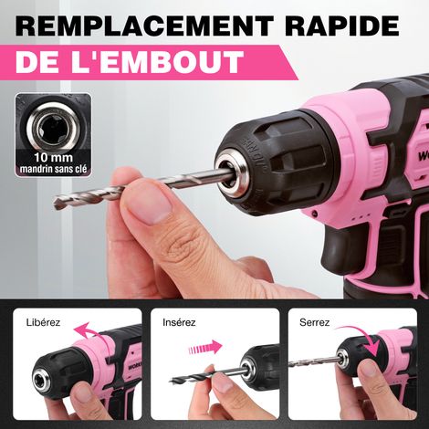 Workpro – Perceuse visseuse sans fil 8V – 2 en 1 avec 2 batteries 2.0Ah – Moteur Brushless – Couple 30Nm pour perçage bois et métal – Coffret avec accessoires