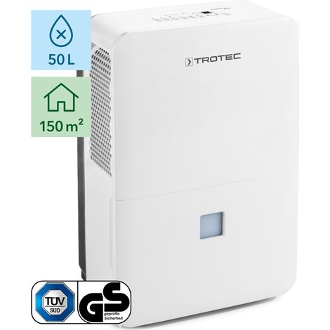 Trotec – Déshumidificateur électrique portable 46,8 l/24 h – Pour 150 m² – Hygrostat intégré – Débit d'air 345 m³/h – Arrêt automatique bac plein — photo 2