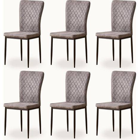 Jymtom – Lot de 6 chaises hautes en daim PU gris foncé – Dossier ergonomique – Pieds en métal – Charge max 100 kg – Pour salle à manger et salon — photo 1