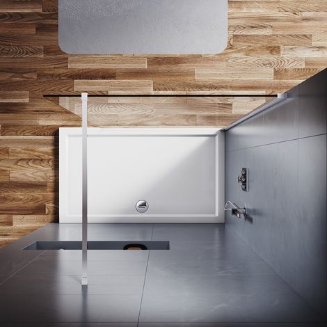 SIRHONA Porte de douche à l'italienne, Paroi de douche pour salle d'eau Panneau en verre de sécurité 6mm avec barre de support 70x200cm — photo 3