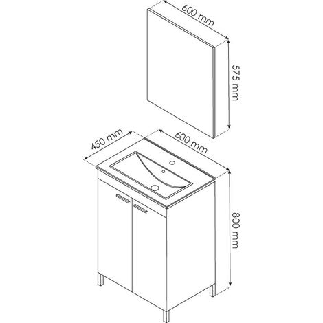 ONDEE ZEN - Meuble de salle de bain à poser HELGO - 60cm - Blanc - Mélaminé - Livré en kit — photo 3
