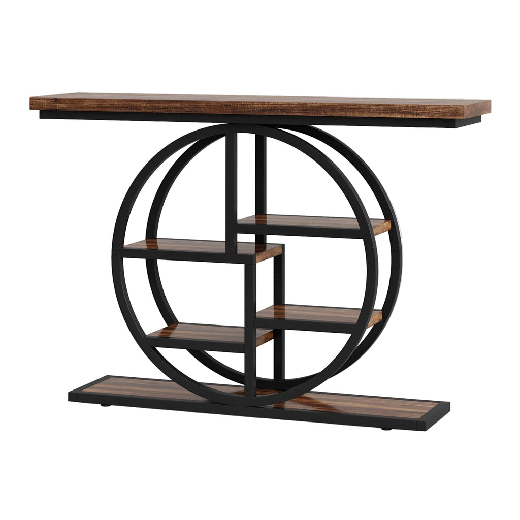 Tribesigns Table console de 100 cm, Table de canapé étroite à 6 niveaux avec étagères circulaires