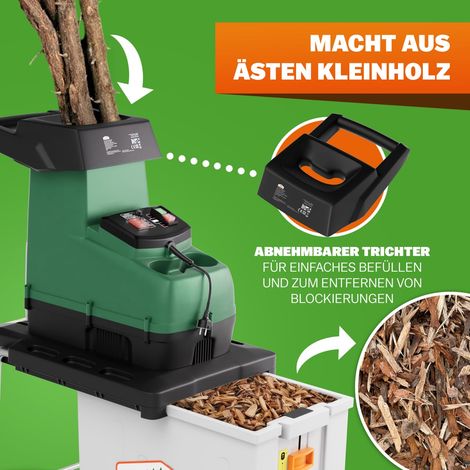 Broyeur de végétaux silencieux 3100 W Broyeur de jardin avec bac de ramassage 60L Branches 45 mm — photo 5