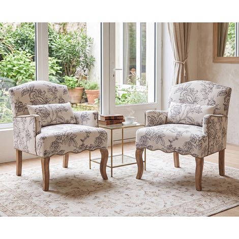 Wahson Fauteuil Salon en lin avec pieds en bois massif – Coussin épais pour confort – Design vintage – Dimensions 86x70x71cm – Disponible en gris et beige — photo 5