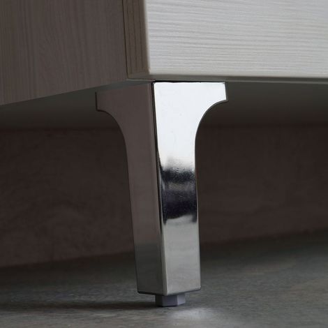 Kiamami Valentina – Meuble de salle de bains au sol 85 cm – Chêne blanc effet bois – 3 portes – Lavabo céramique avec trop-plein – Miroir avec spots LED — photo 5