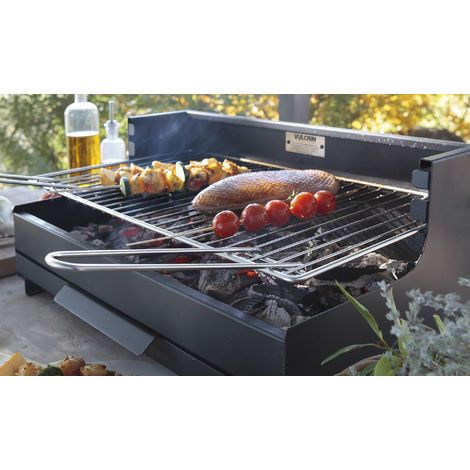 Le Marquier – Barbecue portable charbon de bois – Foyer horizontal avec grille réglable 3 niveaux – Cuve acier époxy noir – Dimensions 61x33 cm — photo 3