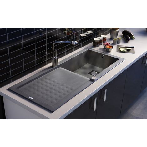 Carea Cuisine & Bain – Évier à encastrer 1 bac réversible – 118x50x18 cm – Blanc – Vidage automatique inclus – Pour meuble de 60 cm — photo 3