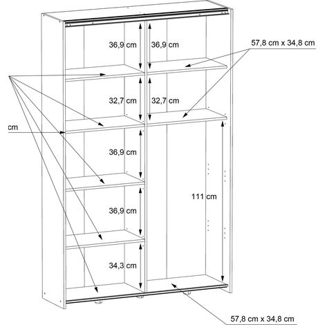 Les Tendances – Armoire coulissante 2 portes 120x42x190,5 cm – Panneaux de particules – Finition vieux bois vintage et béton gris foncé – 6 tablettes — photo 4